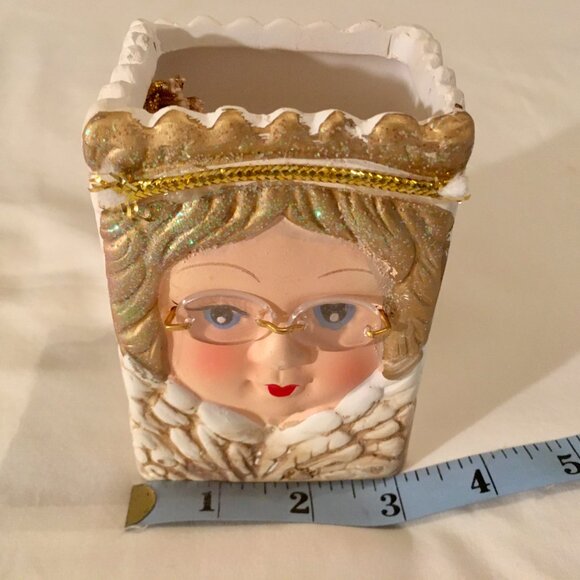 Magic Creations Santa & Mrs. Claus Ceramic Gift Bag Ornaments–1990s–Hand-Painted - Picture 10 of 16